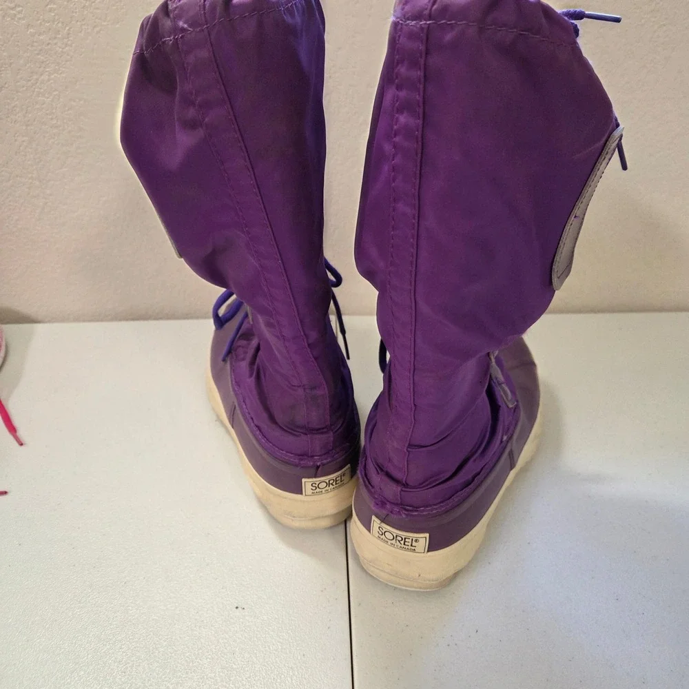 Sorel‎ Snowlion Womens Purple Winter Snow Boots Insulated Waterproof Size 14.5